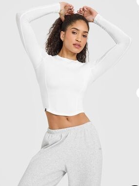 New Oner Active Mellow Soft Mid Long Sleeve White Top